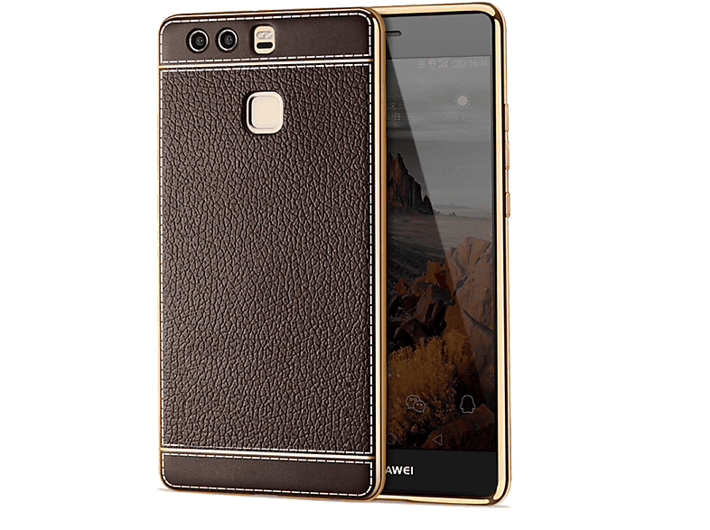 KÖNIG DESIGN Schutzhülle, Backcover, Huawei, P9 Lite, Braun