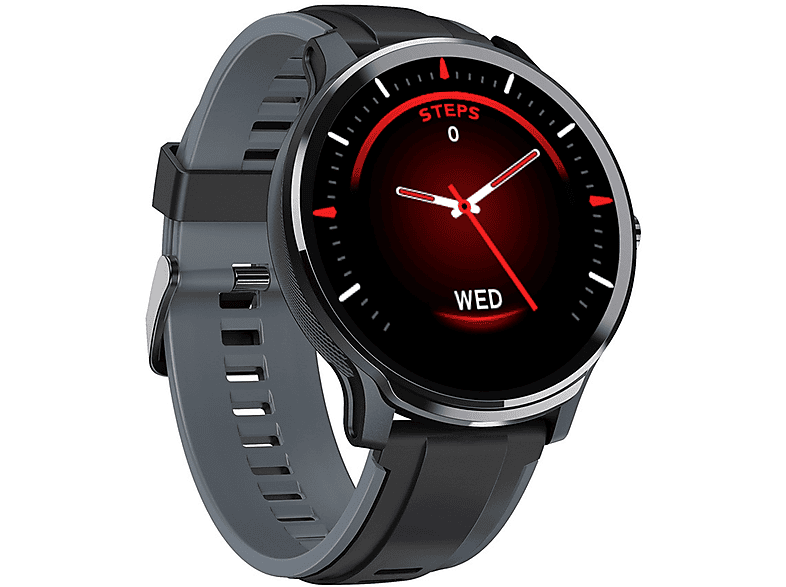 LOOKIT Enjoy Smartwatch Grau Multisport, Gesundheit und Benachrichtigungen Smartwatch Teilweise Carbon TPU, Zweifarbig: Silikagel, grau