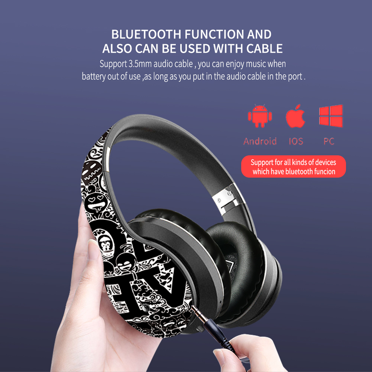 Kopfhörer Max, Lux Wireless LOOKIT On-ear Bluetooth Grau