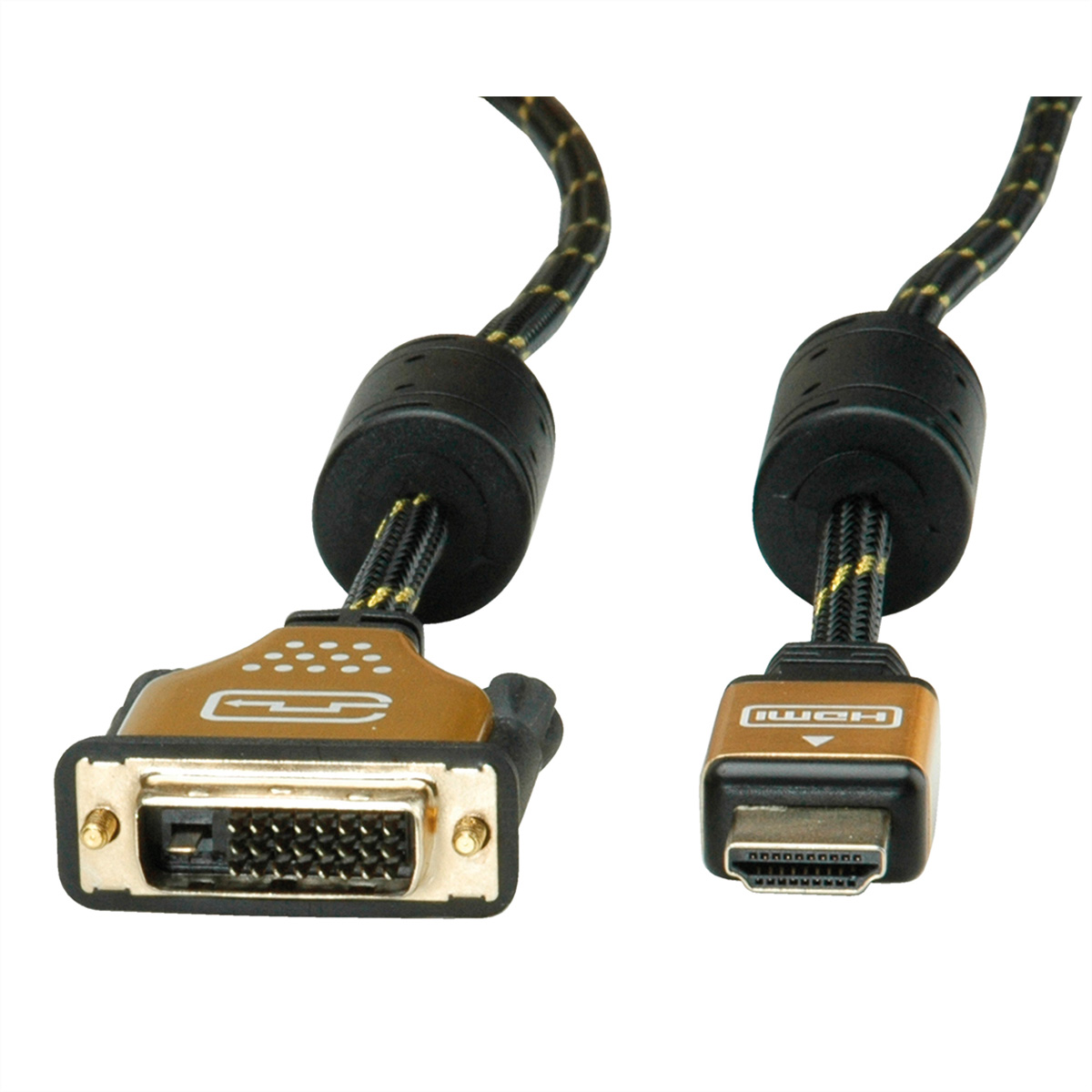 ST/ST, ROLINE DVI 3 HDMI, (24+1) Monitorkabel HDMI-DVI-Kabel, GOLD m -