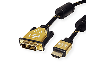 ROLINE GOLD Monitorkabel DVI-HDMI, ST-ST, (24+1) dual link, HDMI-DVI-Kabel, 5 m
