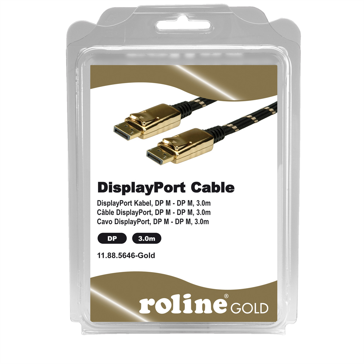 ROLINE GOLD Kabel, - Kabel, 3 m DisplayPort DisplayPort ST DP ST