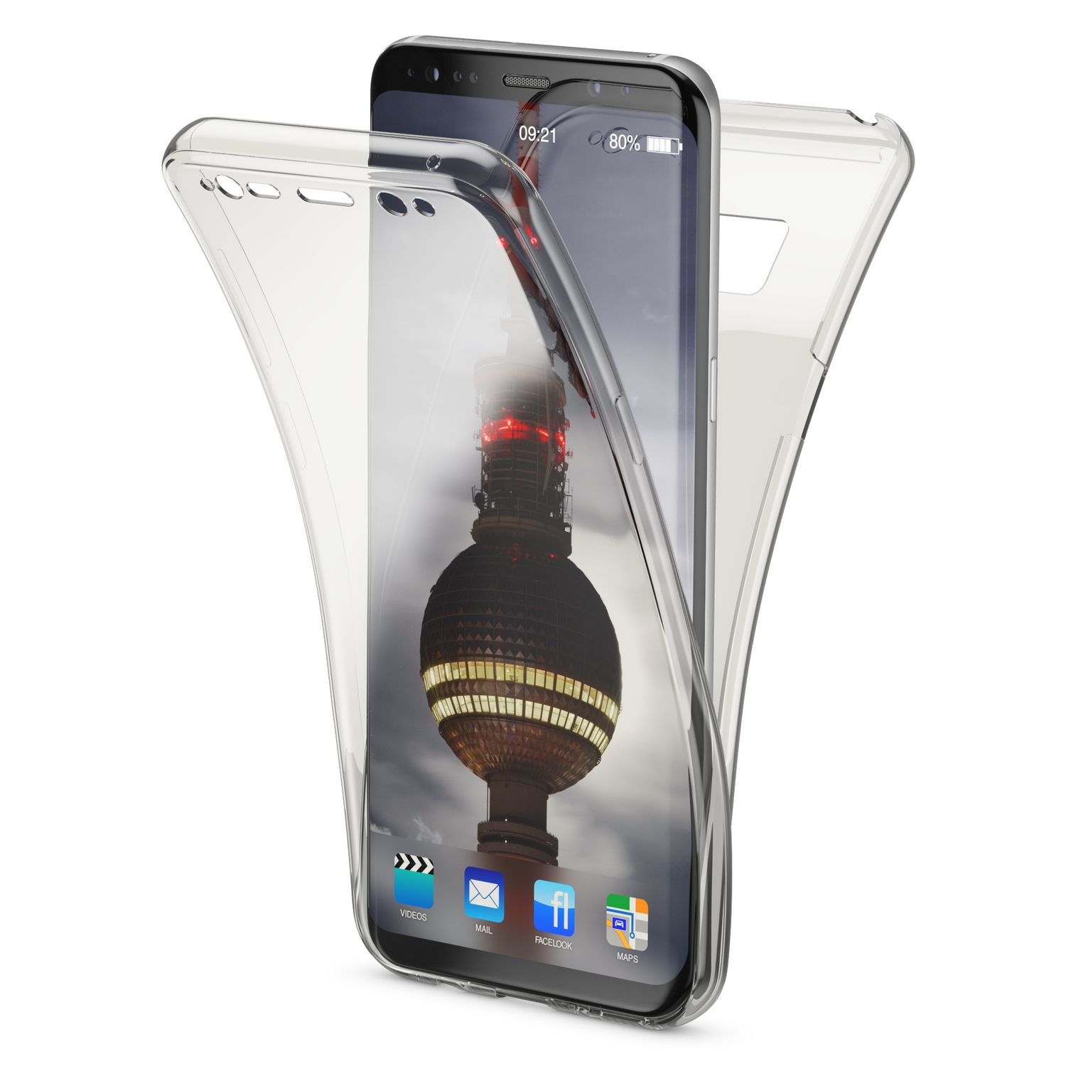 NALIA Klare 360 Grad Silikon Samsung, Backcover, S8, Grau Galaxy Hülle