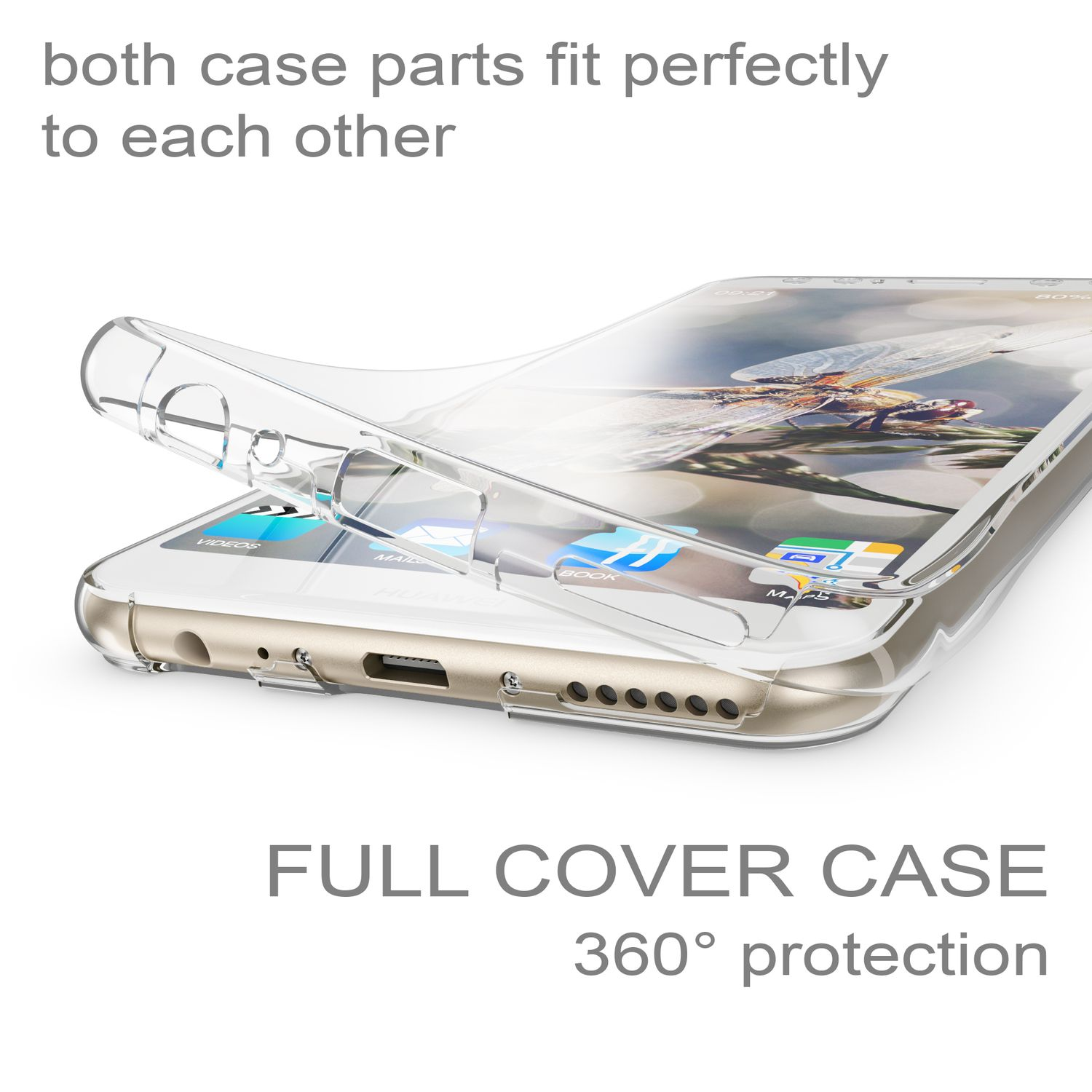 Grad Klare Huawei, Hülle, NALIA Lite, Silikon Transparent Mate Backcover, 360 10