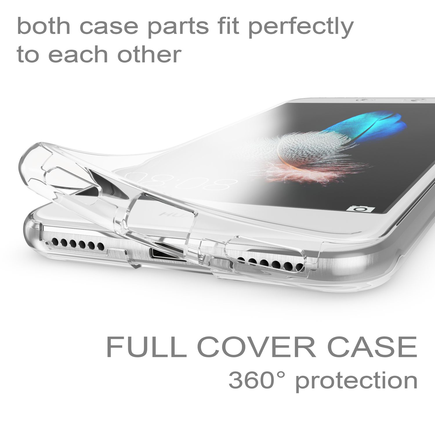 (2017), Huawei, NALIA 360 Lite Grad Silikon Transparent P8 Hülle, Backcover, Klare