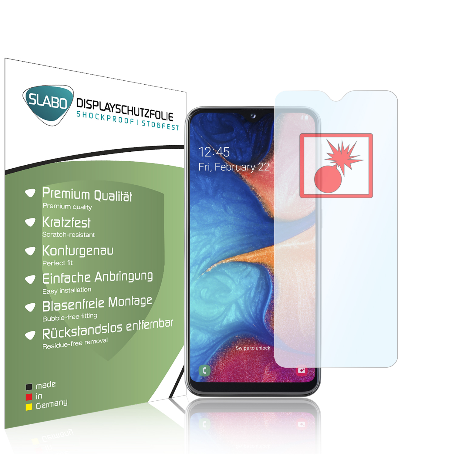 Galaxy 2x A20e) SLABO Shockproof flexible Panzerschutzfolie Samsung Displayschutz(für