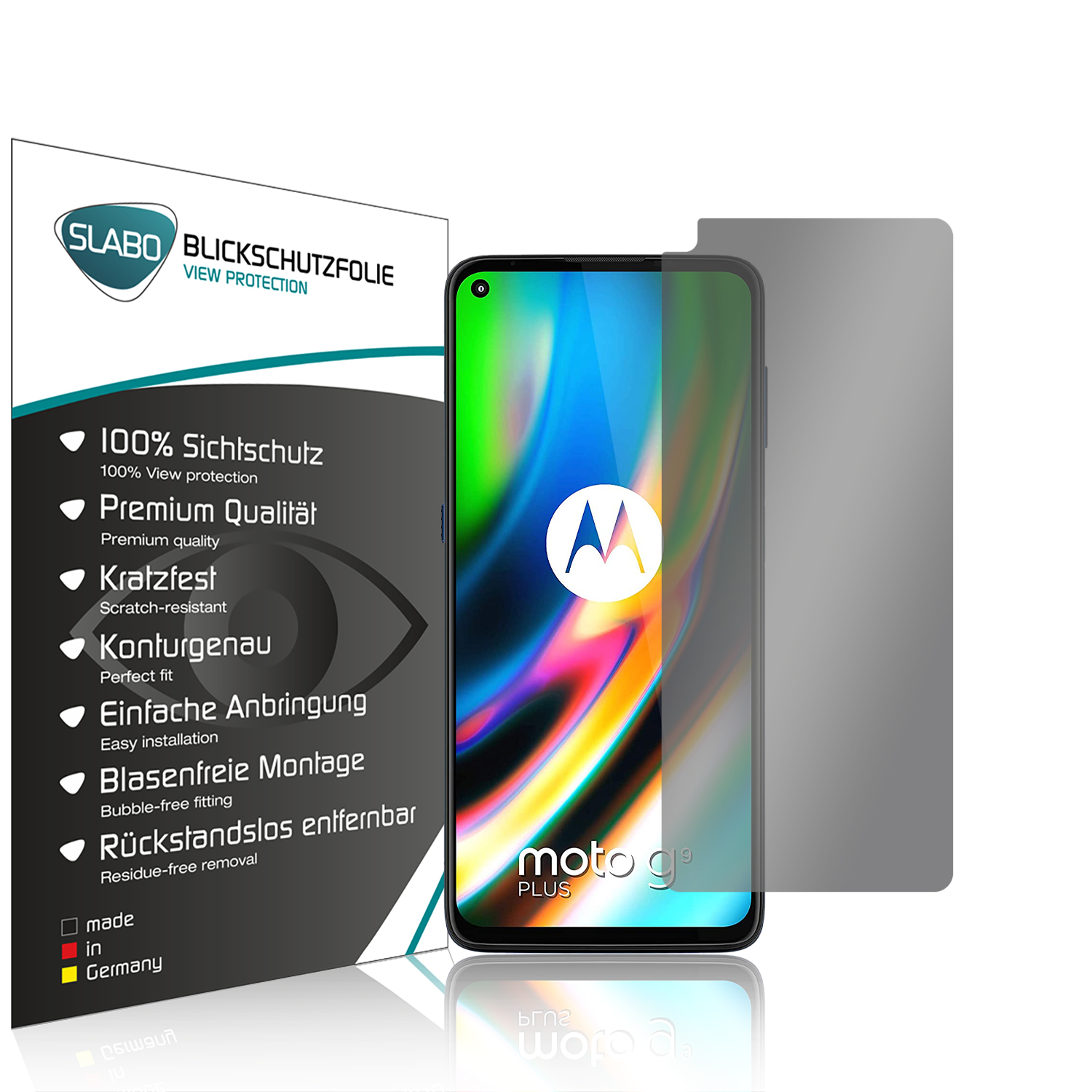 SLABO Blickschutzfolie 360° Sichtschutz 4-Way G9 Plus) Displayschutz(für Motorola Moto