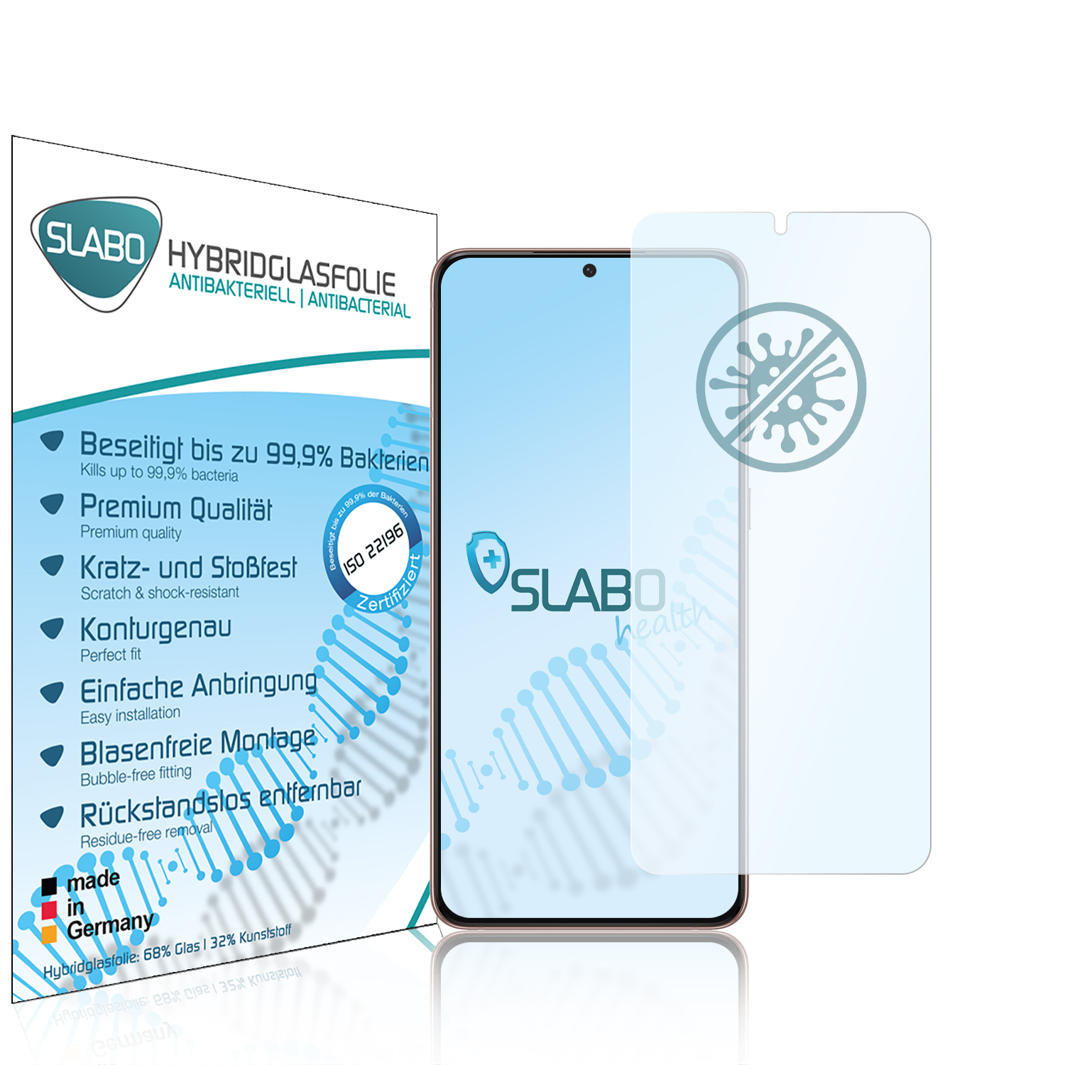 SLABO antibakterielle flexible S21+ Hybridglasfolie (5G)) Samsung Galaxy S21 | Plus Displayschutz(für
