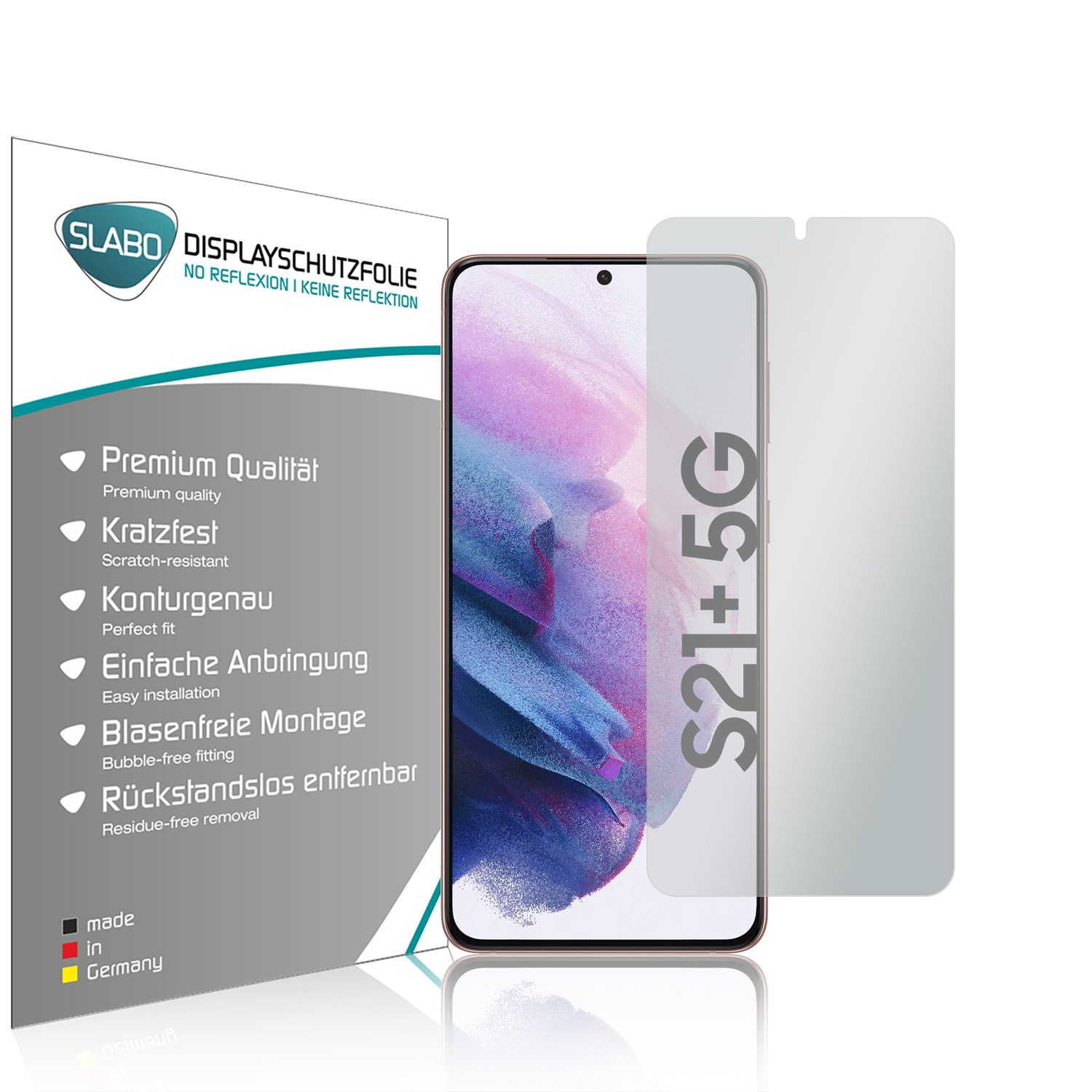 (5G)) Galaxy Plus Displayschutz(für Displayschutzfolie S21 | SLABO S21+ x 4 Reflexion\