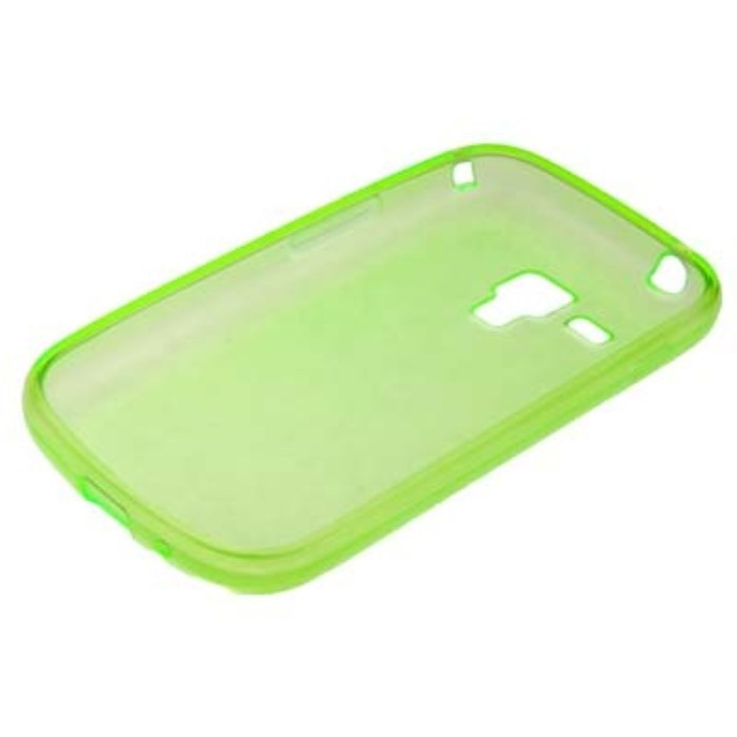 Grüne transparente Handyhülle auf schwarzem Untergrund.