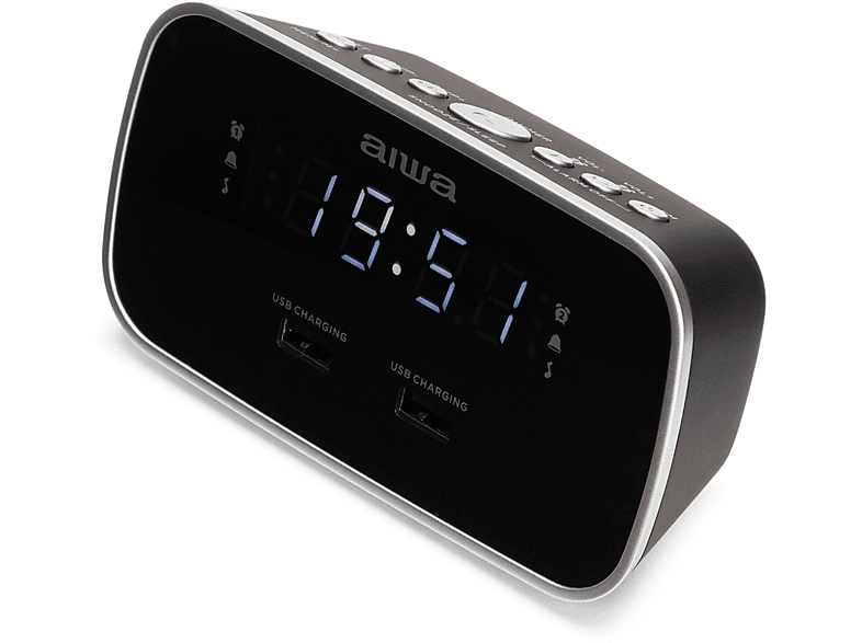 AIWA CRU-19BK FM, Schwarz Radiowecker, FM, PLL Tuner