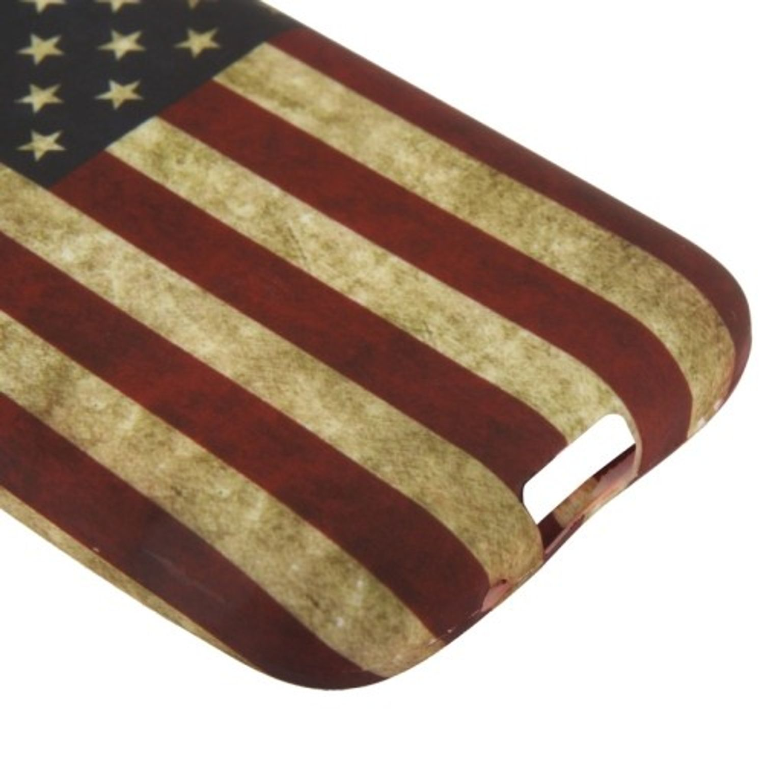 Handyhülle mit amerikanischem Flaggen-Design. Rote und weiße Streifen, blaue Sterne.