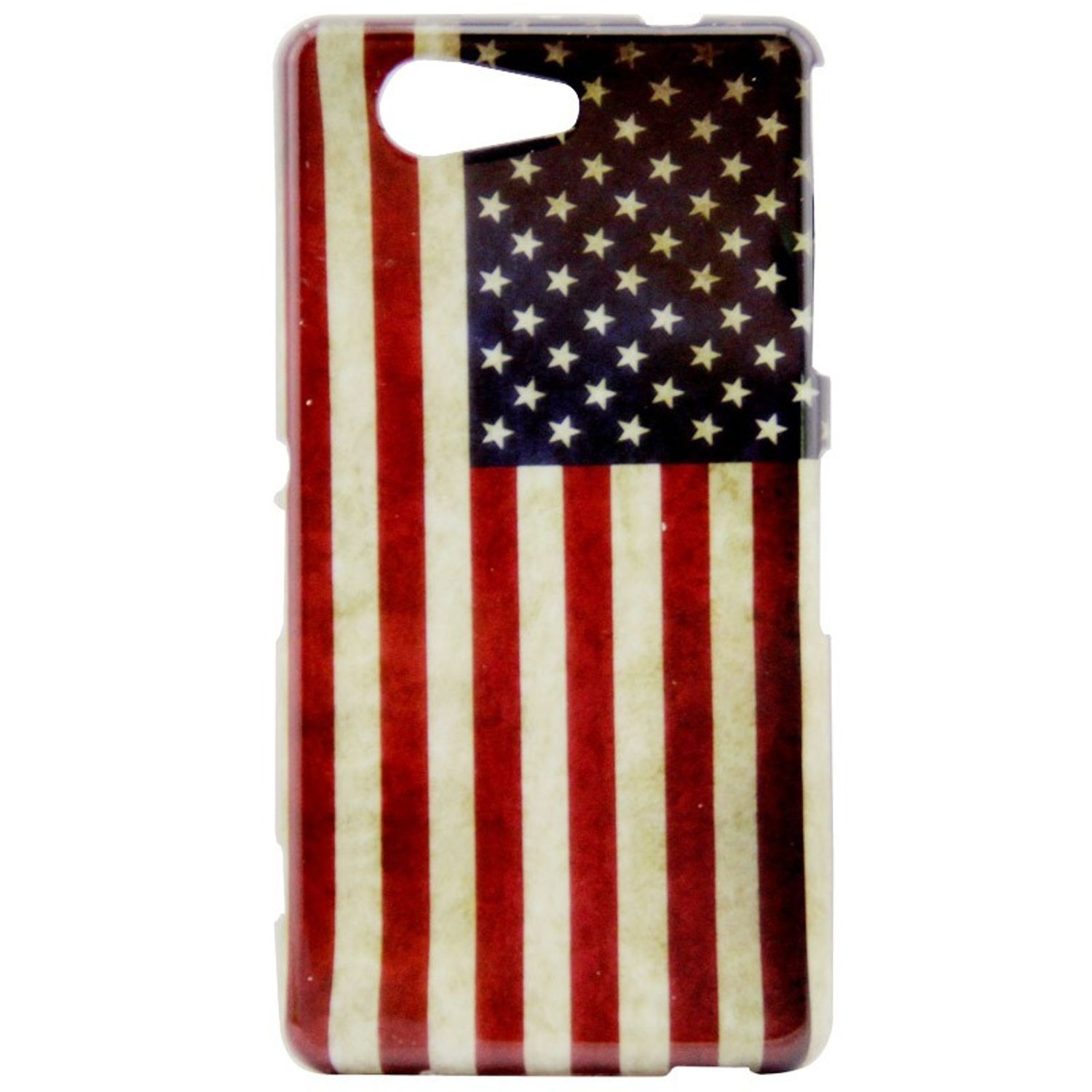Handyhülle mit amerikanischem Flaggen-Design; rote und weiße Streifen mit Sternen.