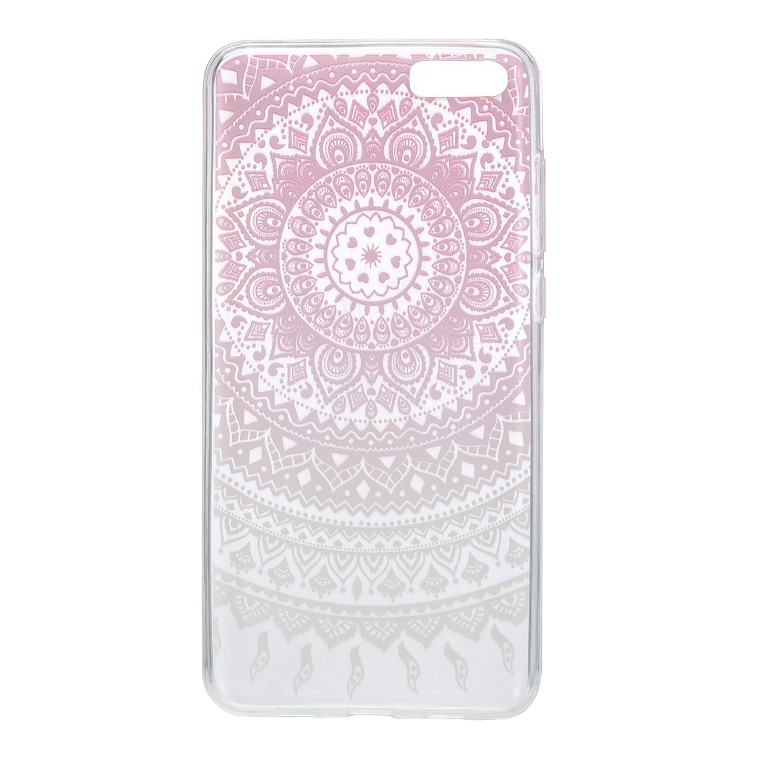 Handyhülle mit einem rosa-weißen Mandala-Muster.