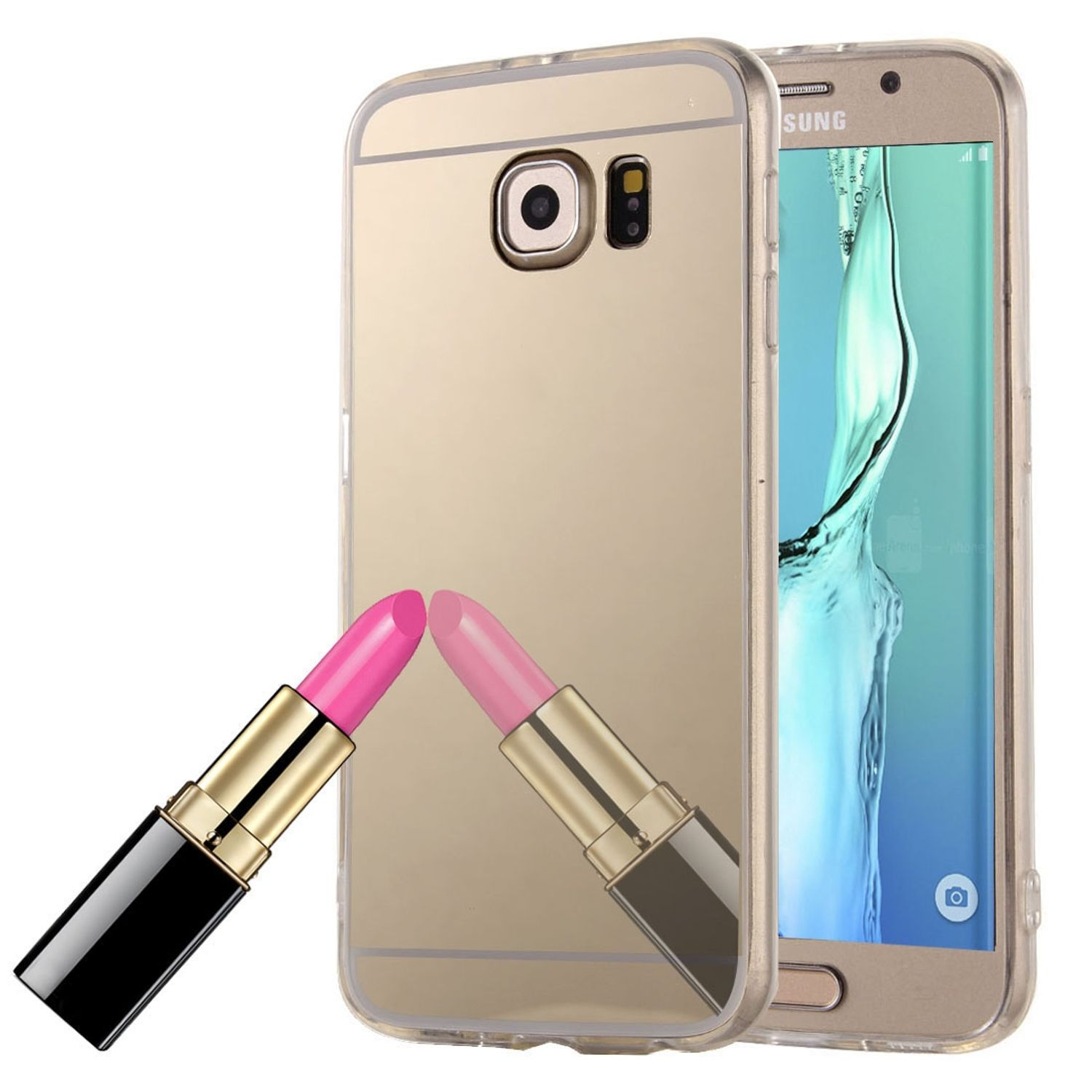 Samsung, Galaxy Edge DESIGN Gold Schutzhülle, Backcover, Plus, KÖNIG S6