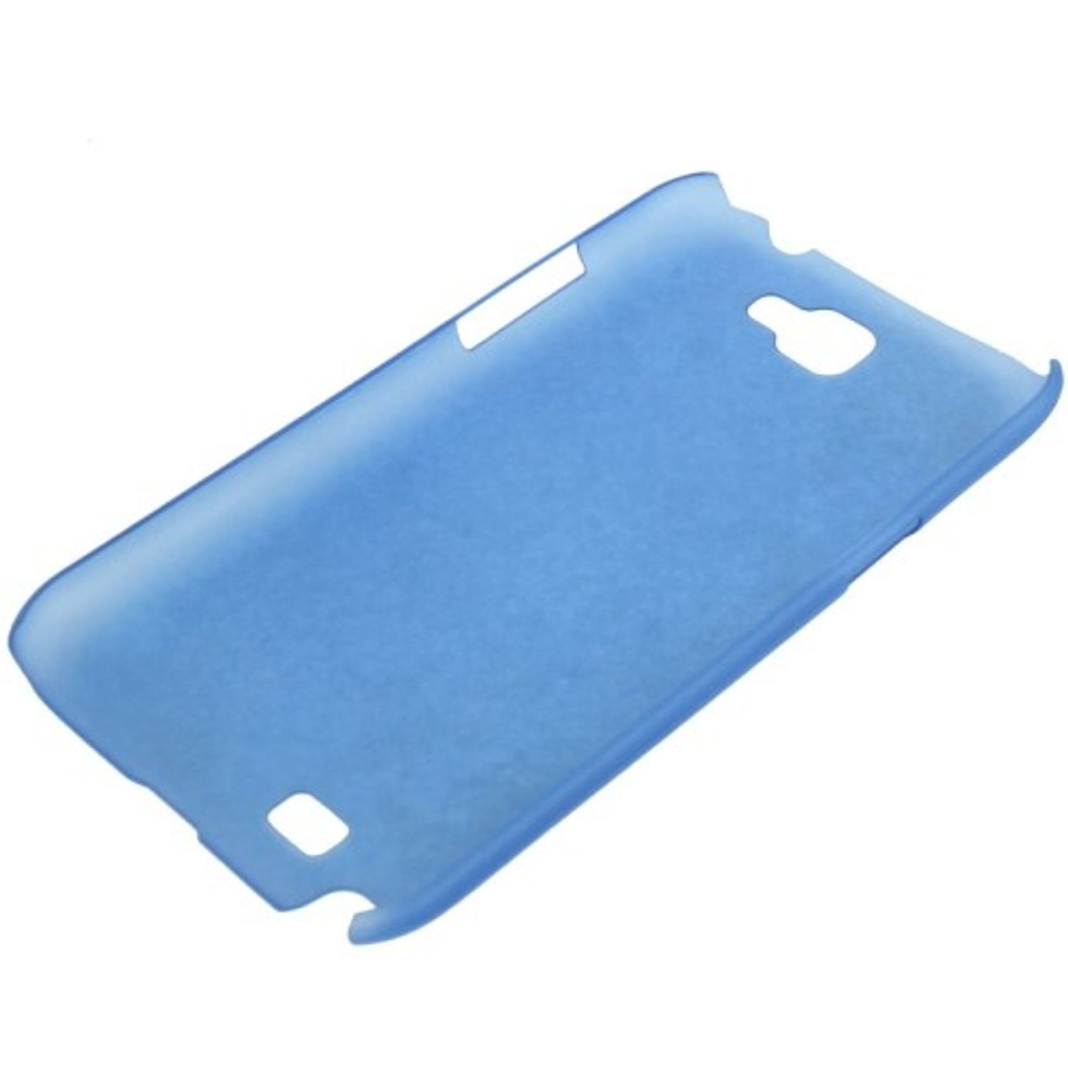 Blaue Handyhülle mit Aussparungen für Tasten und Kamera. Es ist einfarbig.