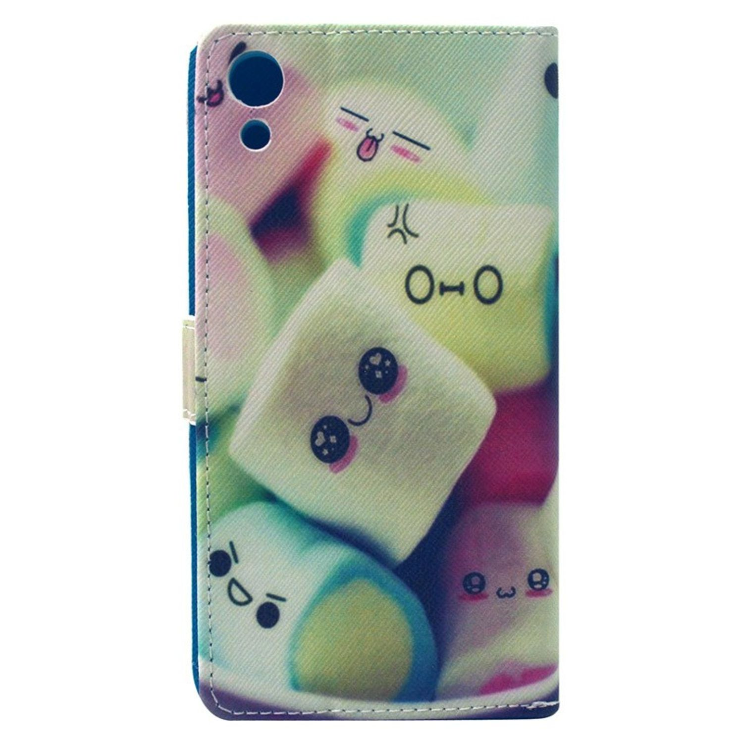 Nahaufnahme einer Handyhülle mit Cartoon-Marshmallows.