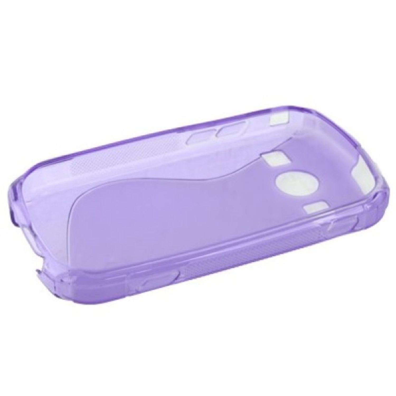 Lila Handyhülle mit wellenförmigem Design, zeigt die Innenseite.