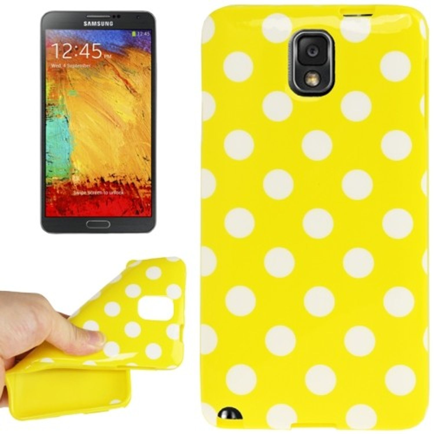 Backcover, DESIGN Galaxy 3, Gelb Note Schutzhülle, KÖNIG Samsung,