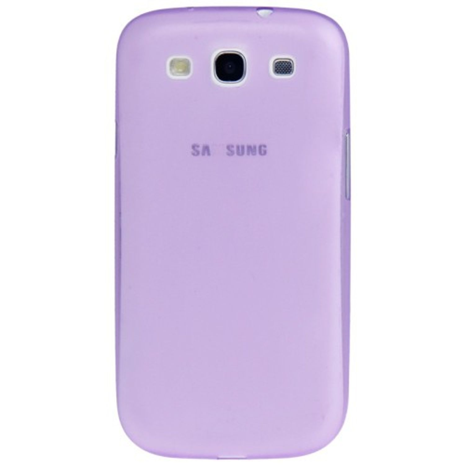 Eine hellviolette Handyhülle mit Samsung-Logo.
