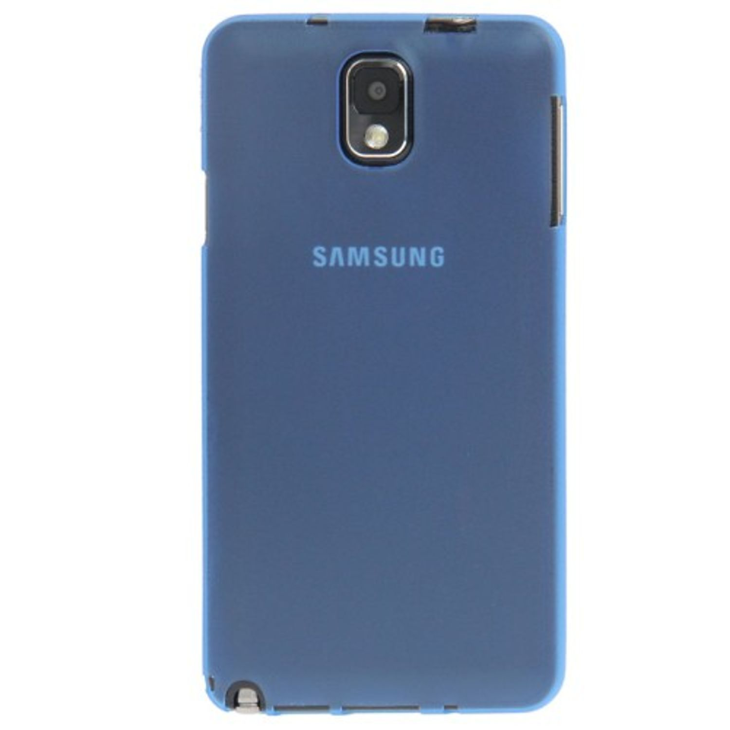 Blaue Handyhülle mit Samsung-Logo.