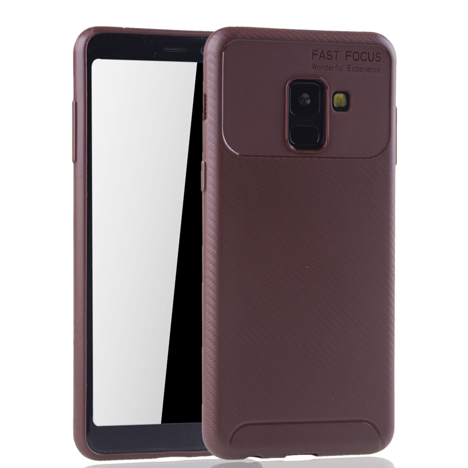 Samsung, A8 Plus Galaxy (2018), Schutzhülle, KÖNIG Braun DESIGN Backcover,