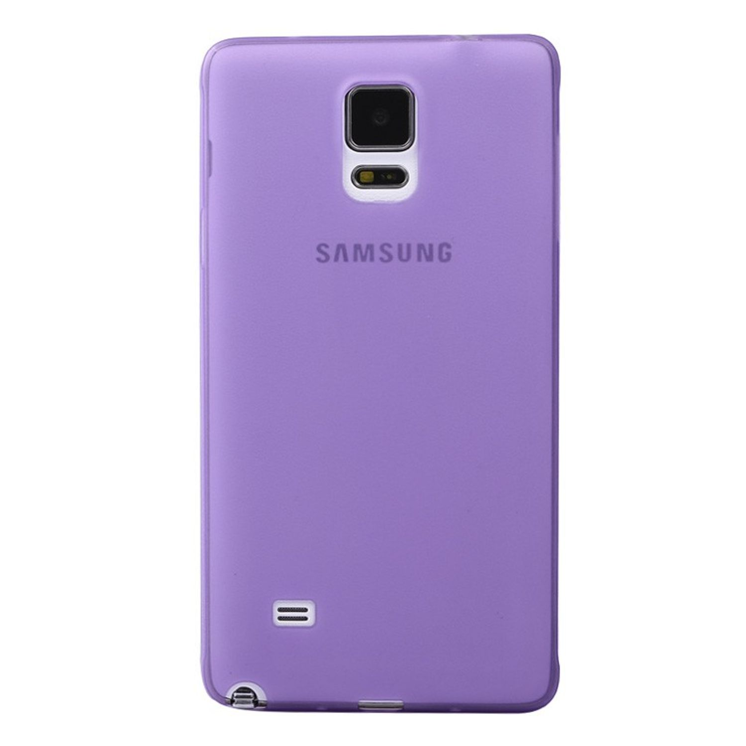 Lila Handyhülle mit Samsung-Logo. Die Hülle ist auf weißem Hintergrund.
