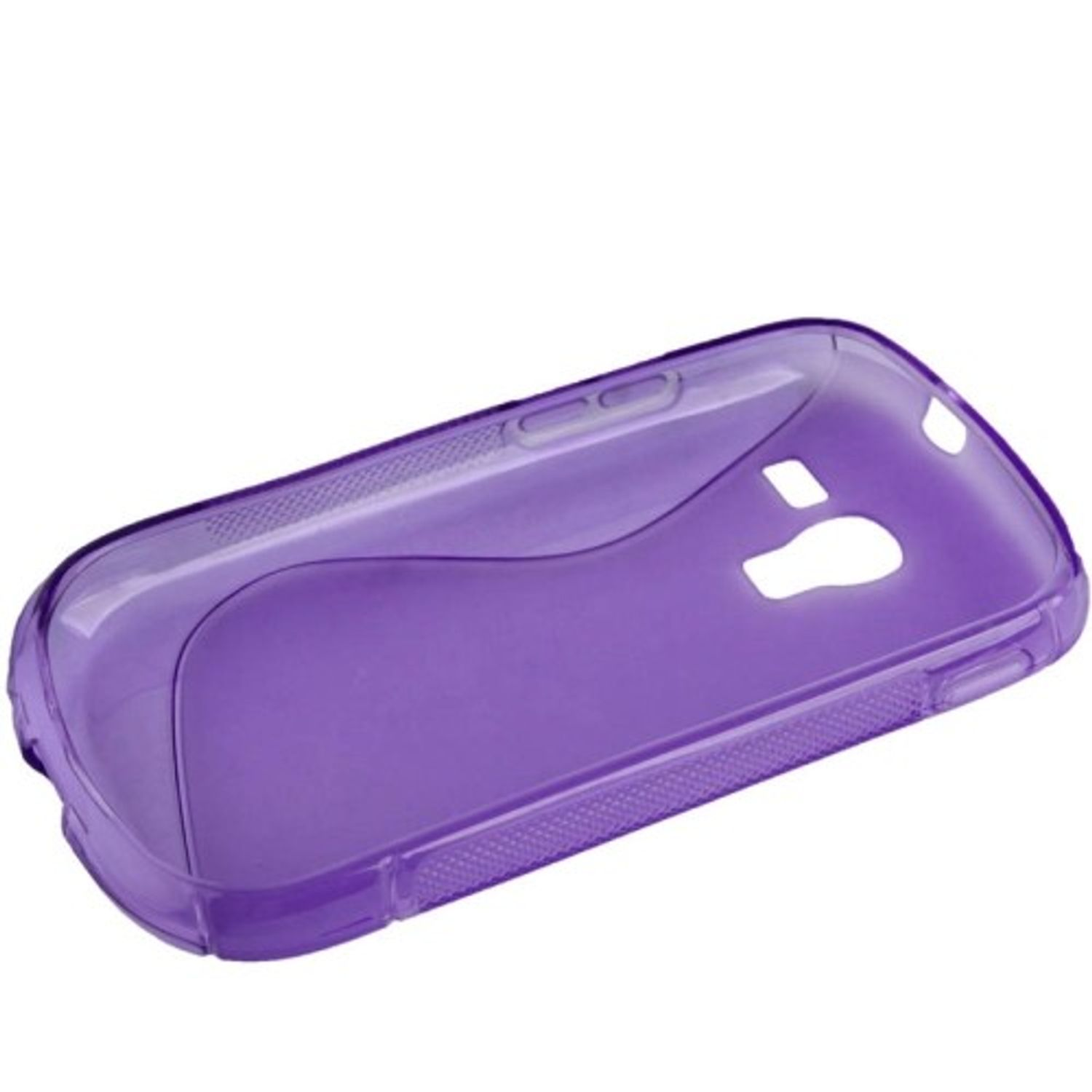 Lila Handyhülle, transparent. Weißer Hintergrund.