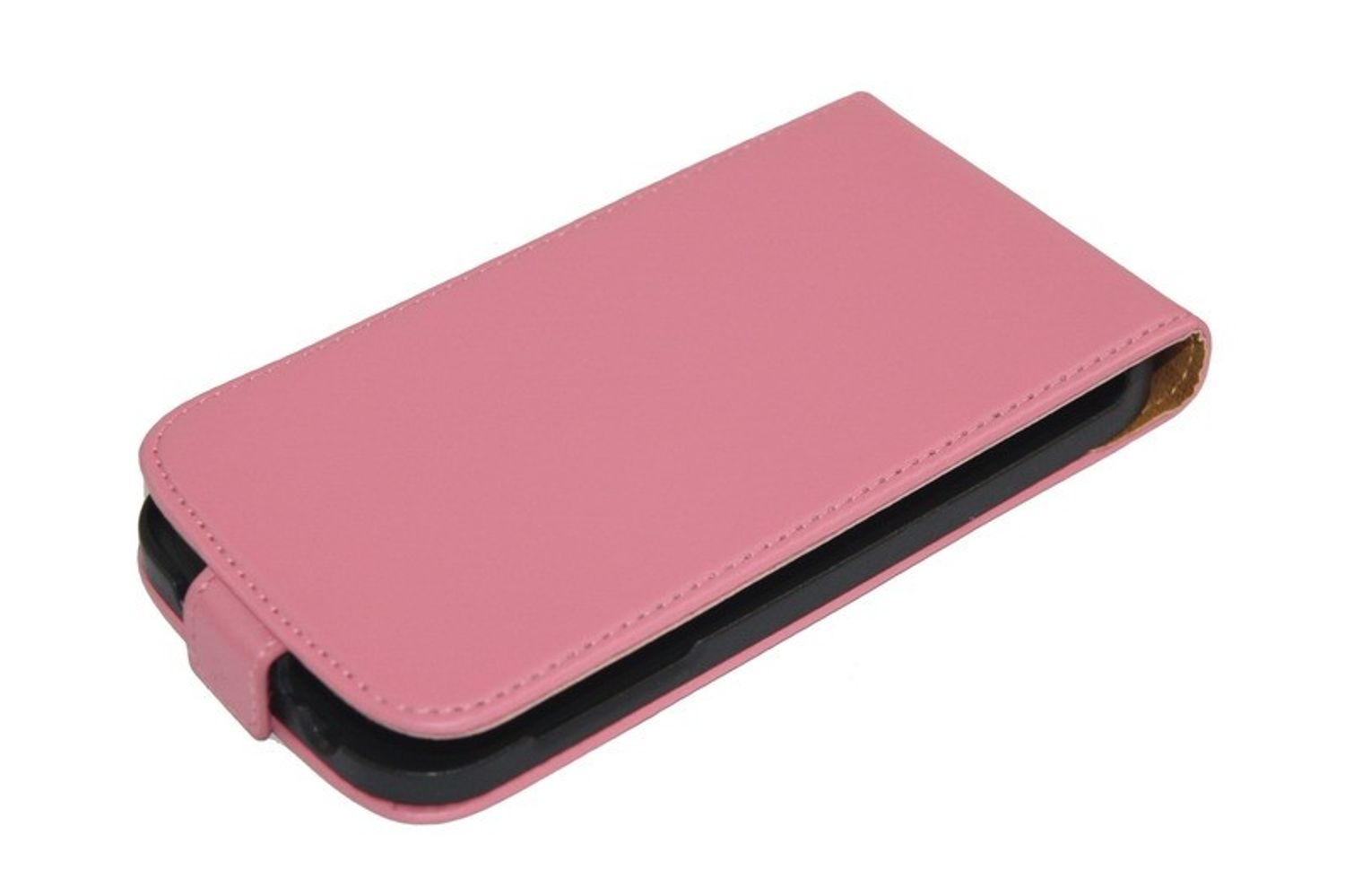 Eine rosa Handyhülle mit einem Telefon darin, geschlossen.