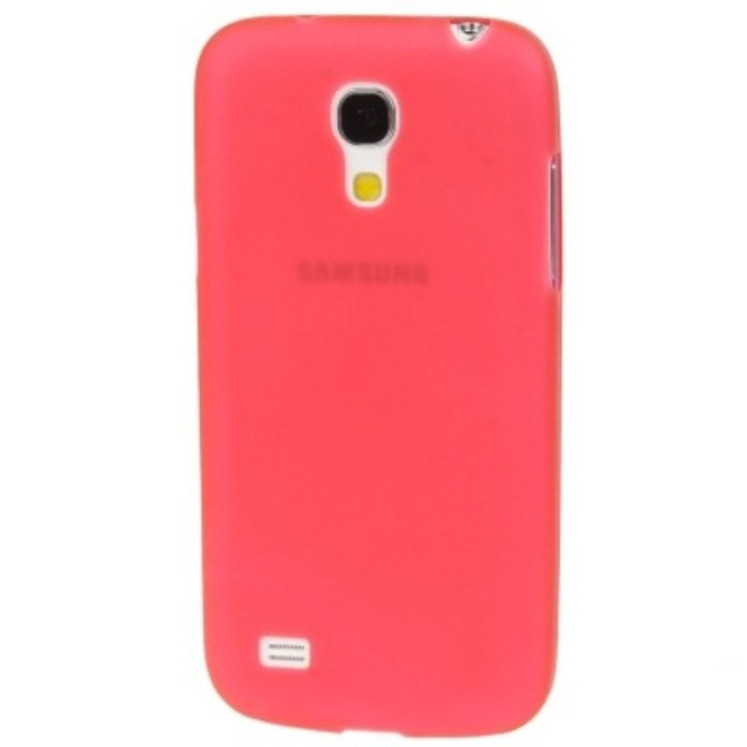 Rote Handyhülle für Samsung. Sie hat eine Kamera, einen Blitz und das Samsung-Logo.