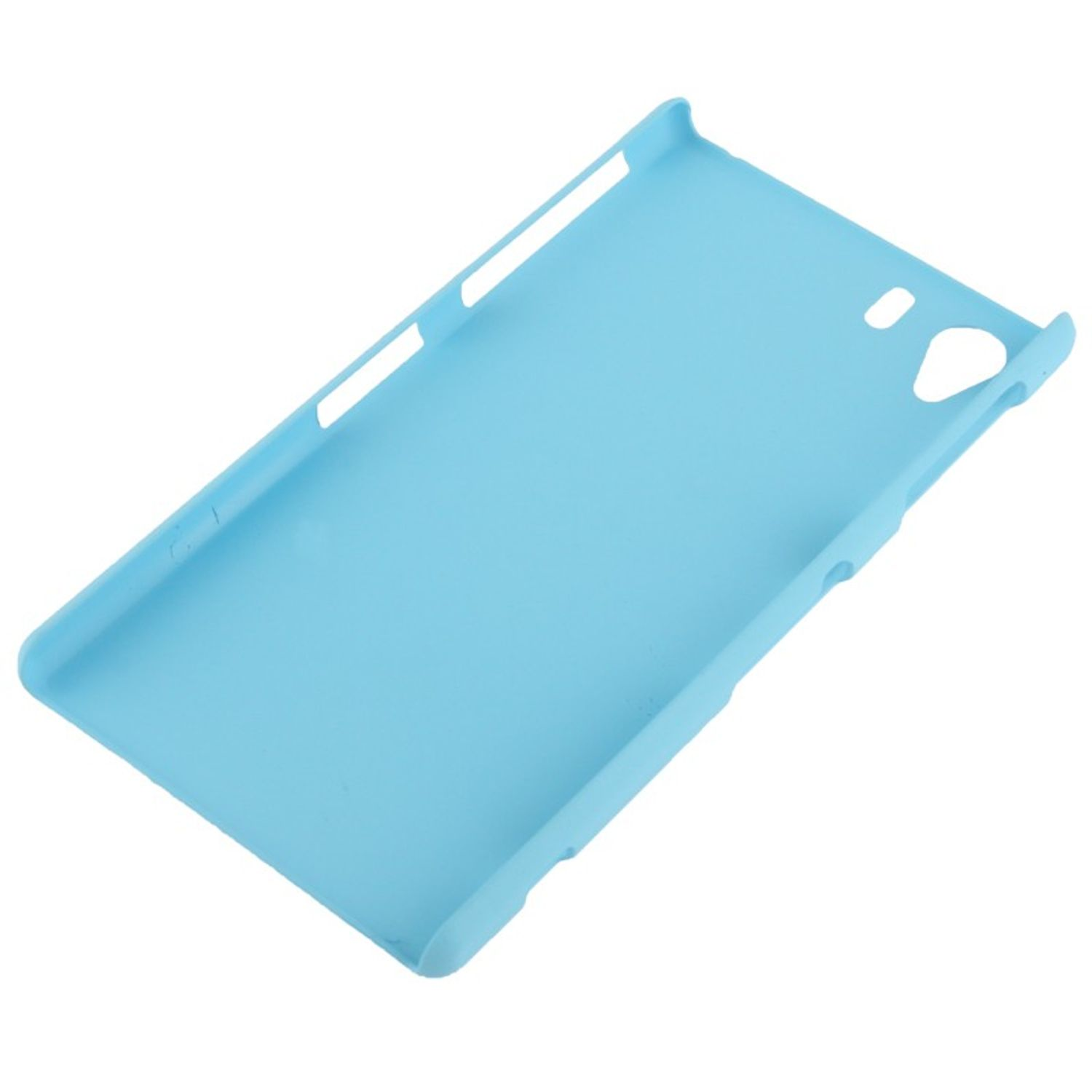 Hellblaue Handyhülle.