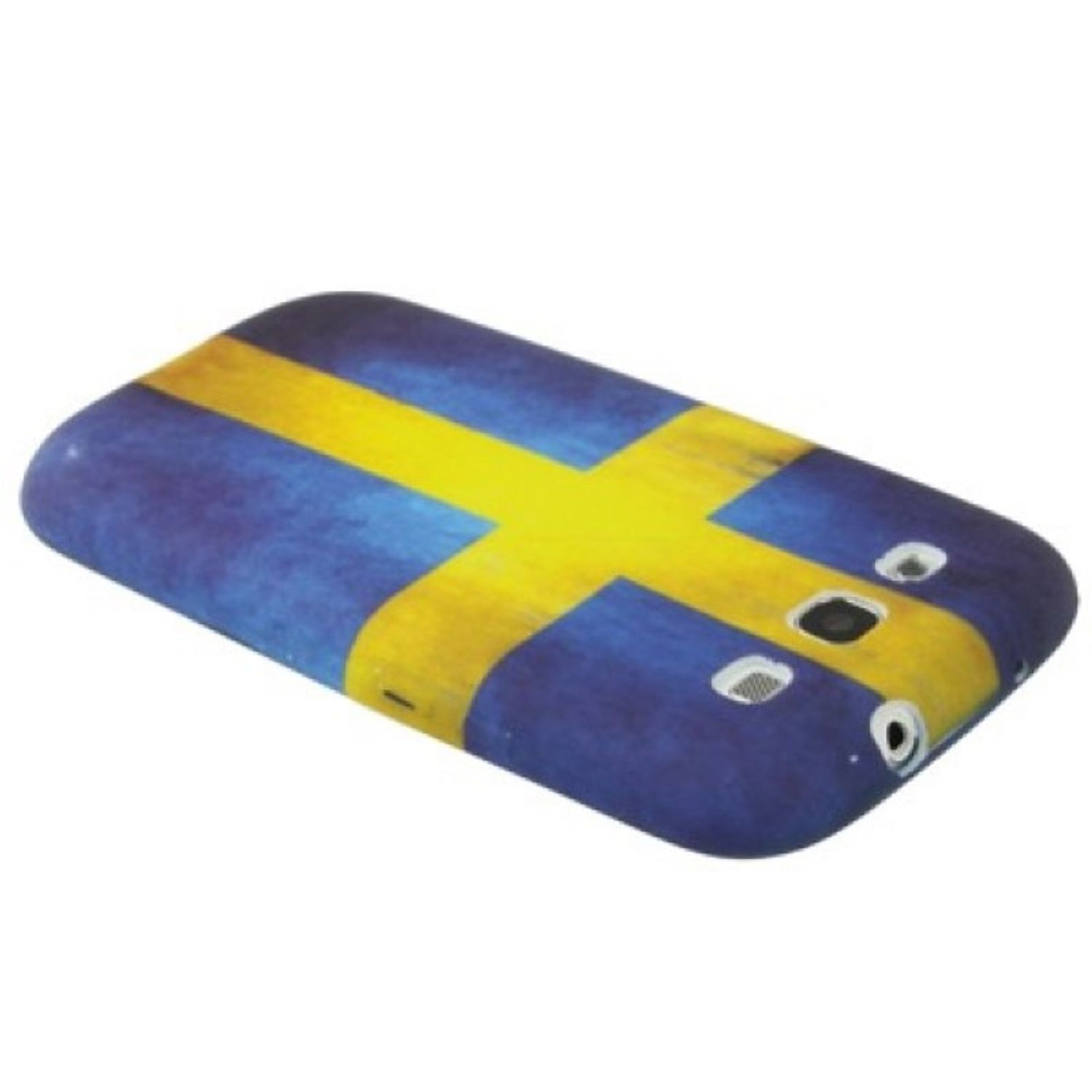 Handyhülle mit dem schwedischen Flaggen-Design. Der Hintergrund ist weiß.