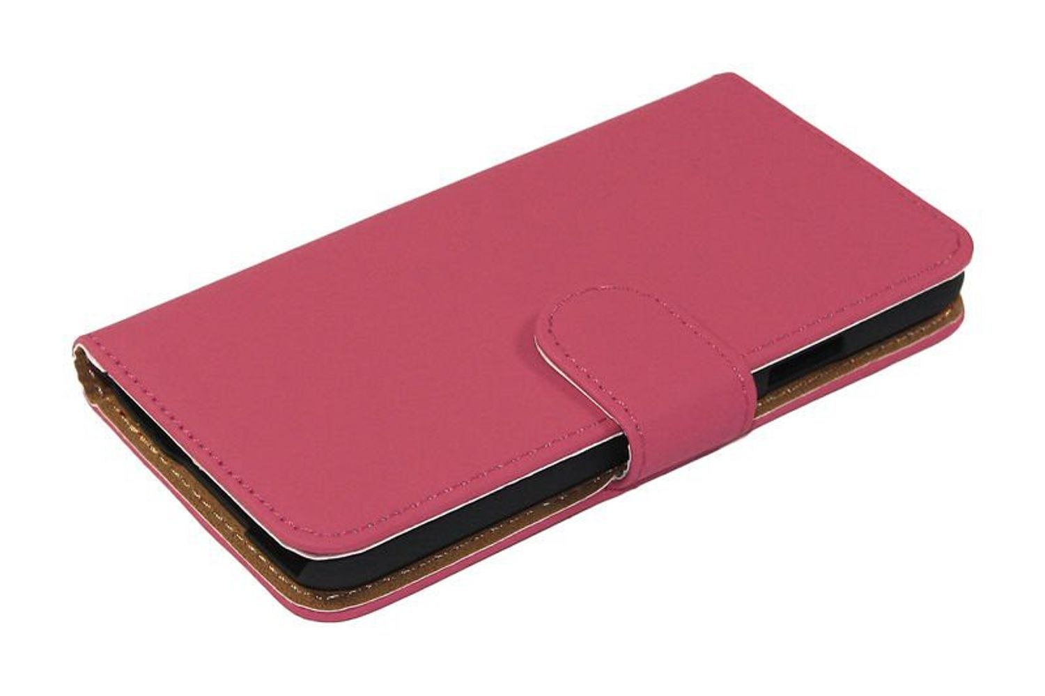 Pinke Handyhülle mit Magnetverschluss. Weißer Hintergrund.