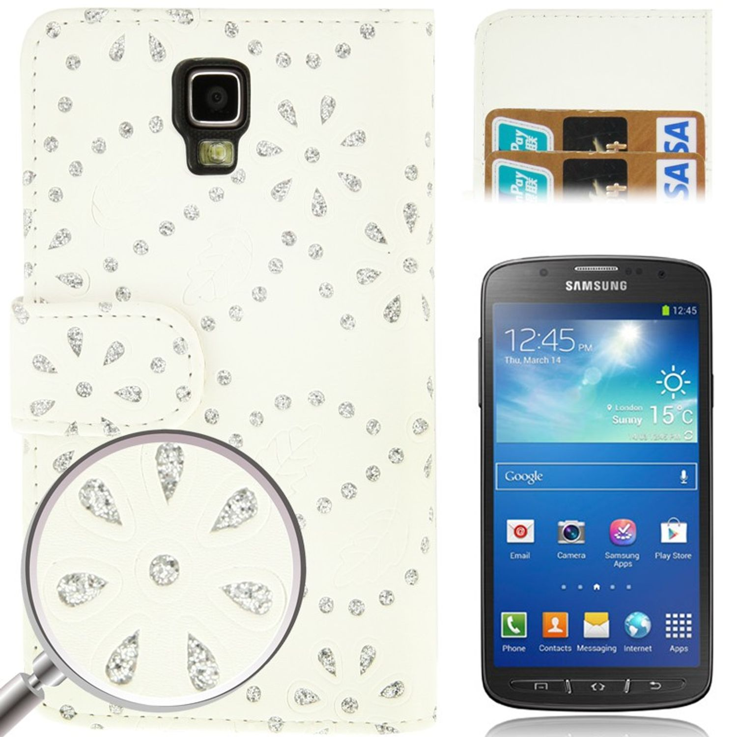 KÖNIG DESIGN Schutzhülle, Galaxy Samsung, Weiß S4 Active, Backcover