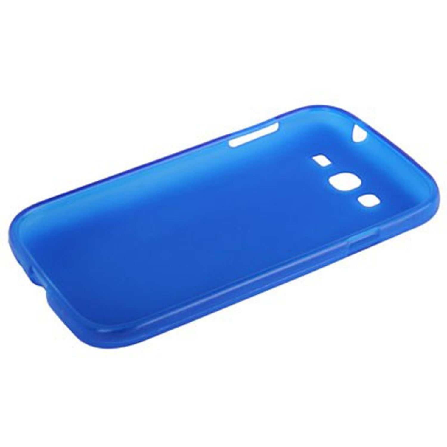 Blaue Handyhülle. Eine blaue Handyhülle mit Aussparungen für Kamera und Anschlüsse.