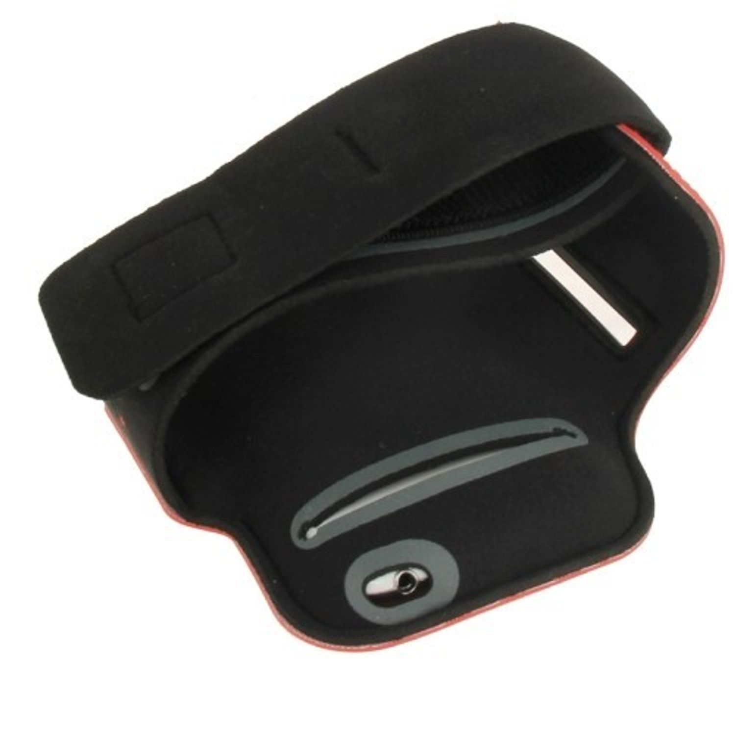 Schwarze und rote Headset-Abdeckung.