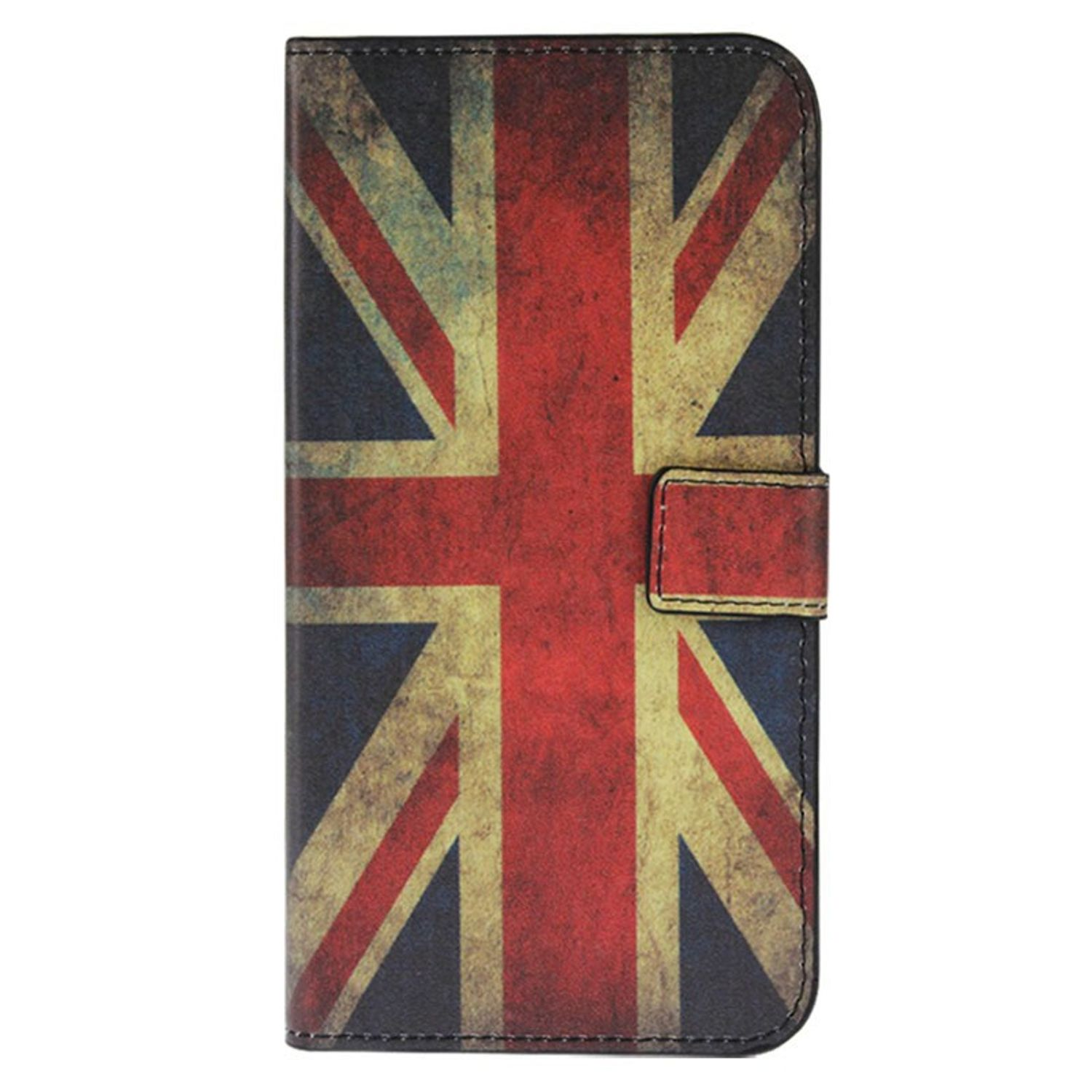 Eine Handyhülle mit Union Jack Design. Weißer Hintergrund.