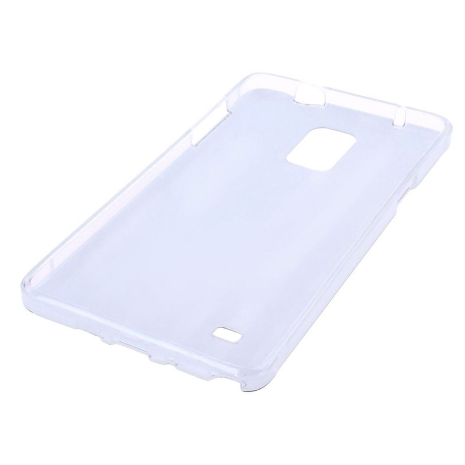 Transparente Handyhülle. Die Hülle ist transparent. Weißer Hintergrund.