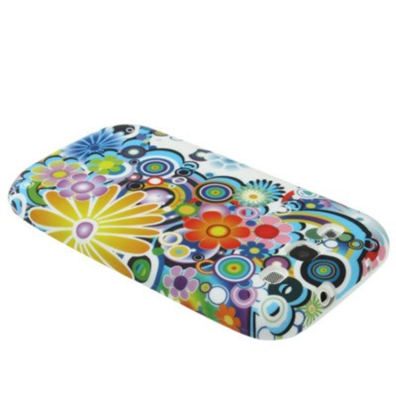 Handyhülle mit buntem Blumendesign.