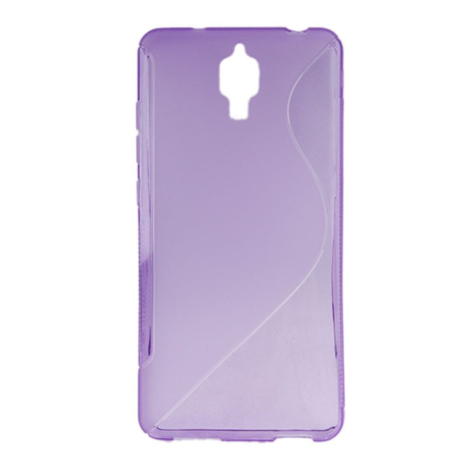 Lila Handyhülle. Die Hülle ist transparent mit Wellendesign auf einer Seite.