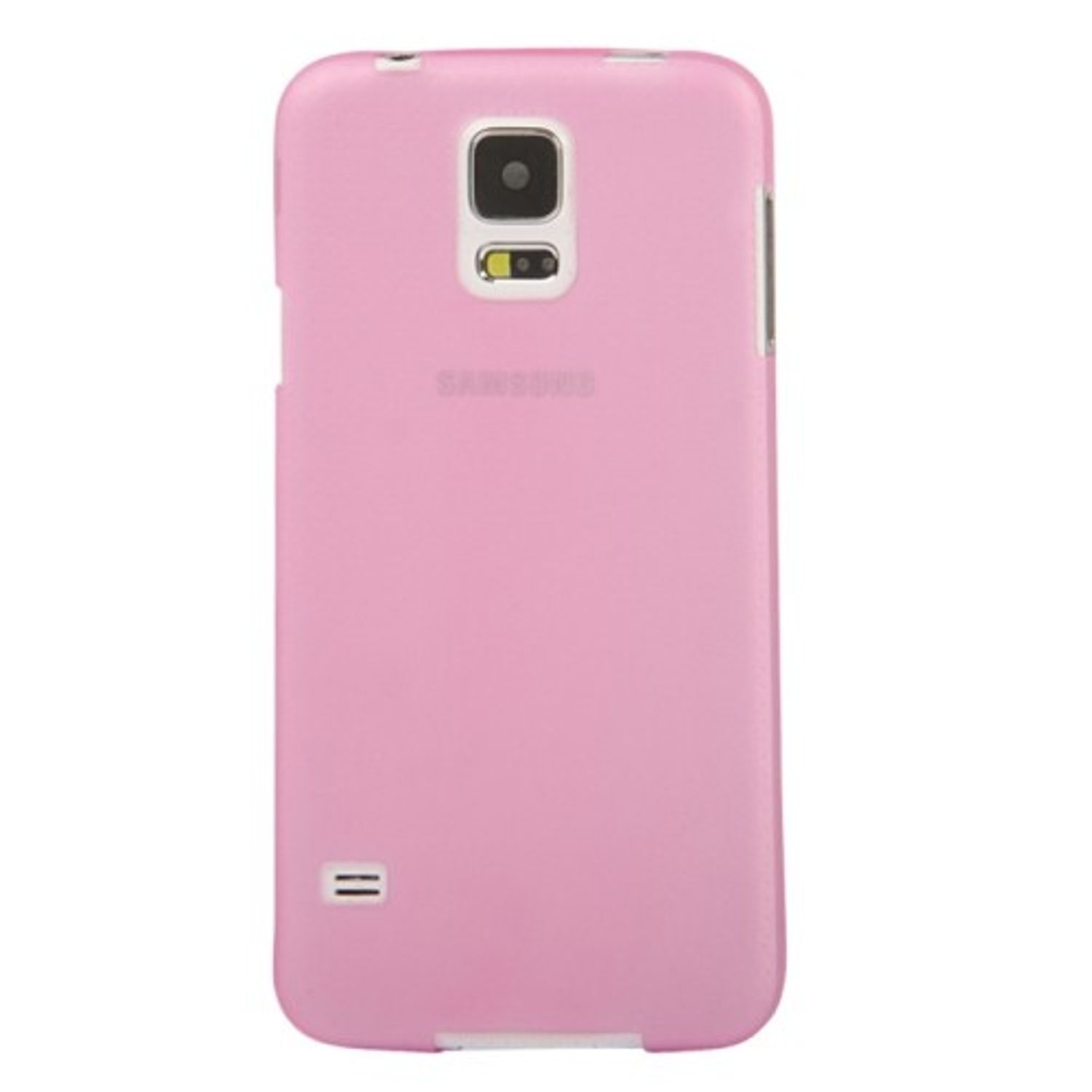 Rosa Handyhülle mit Kamera und Samsung-Logo.