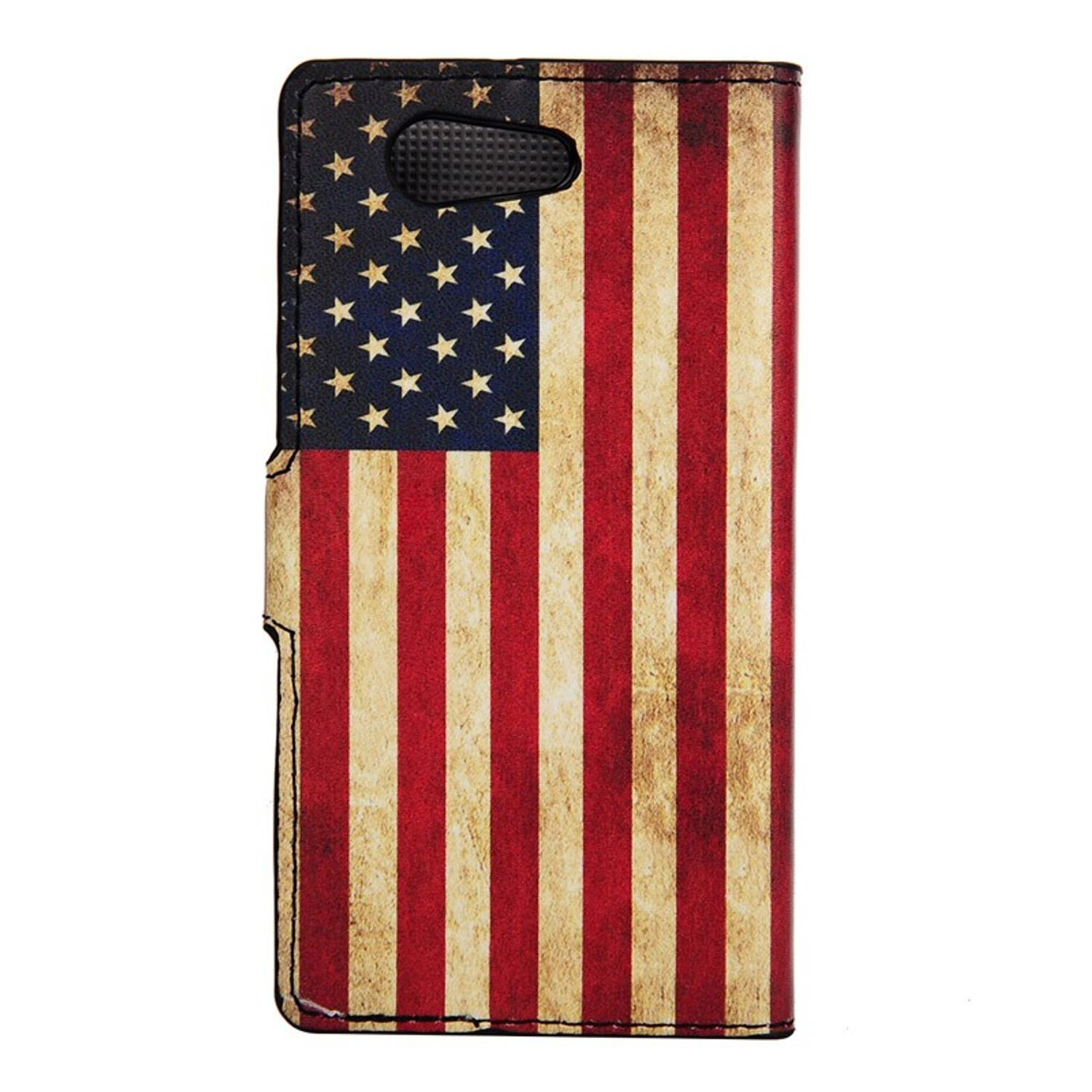 Handy-Brieftasche mit US-Flaggen-Design, Used-Look.
