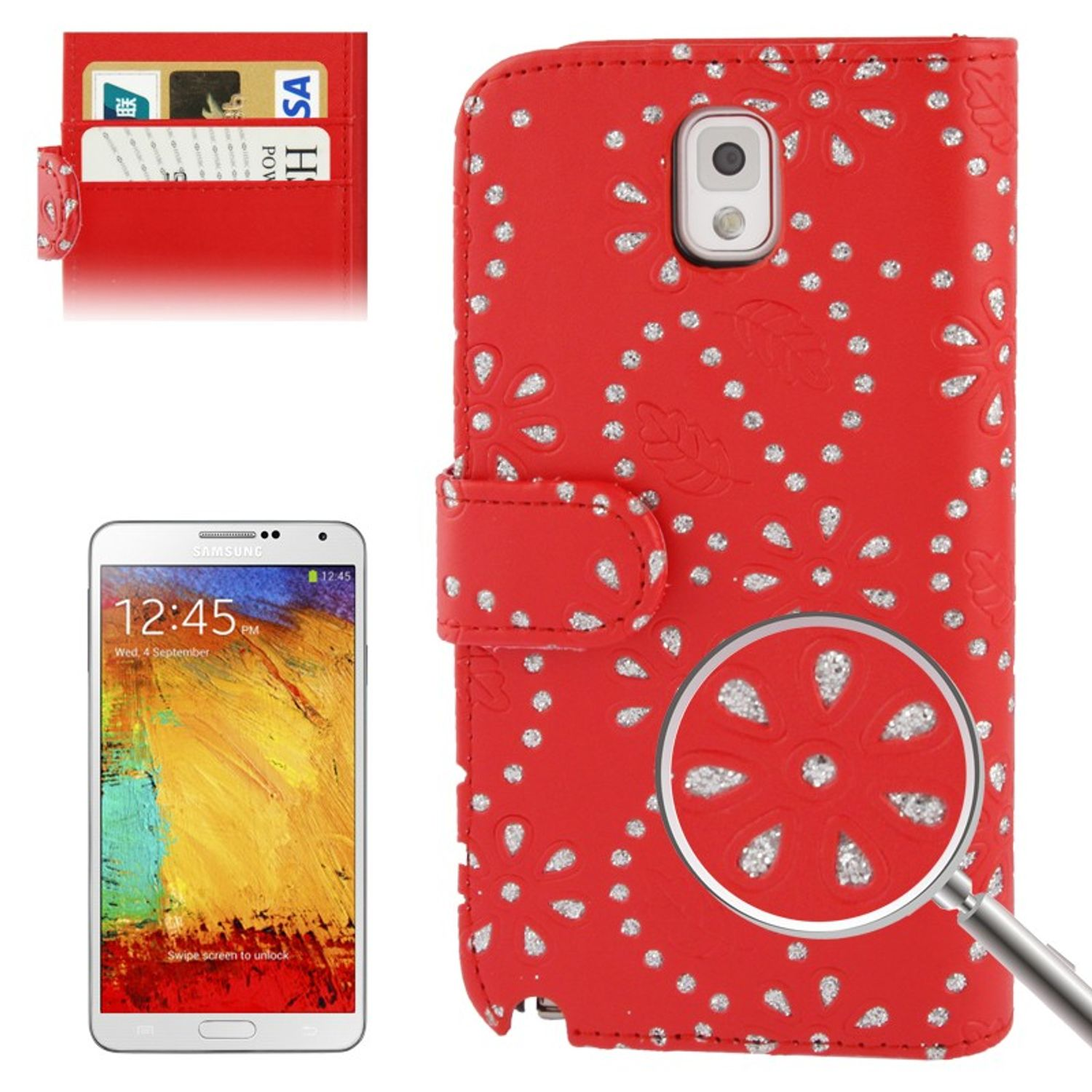 KÖNIG DESIGN Galaxy Schutzhülle, 3, Note Samsung, Rot Backcover