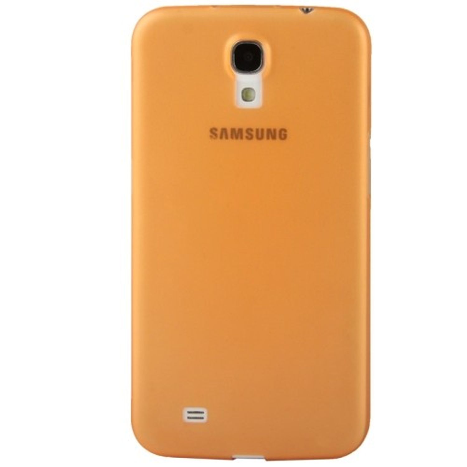 Orangefarbene Handyhülle. Das Gehäuse ist orange, mit dem Samsung-Logo sichtbar.