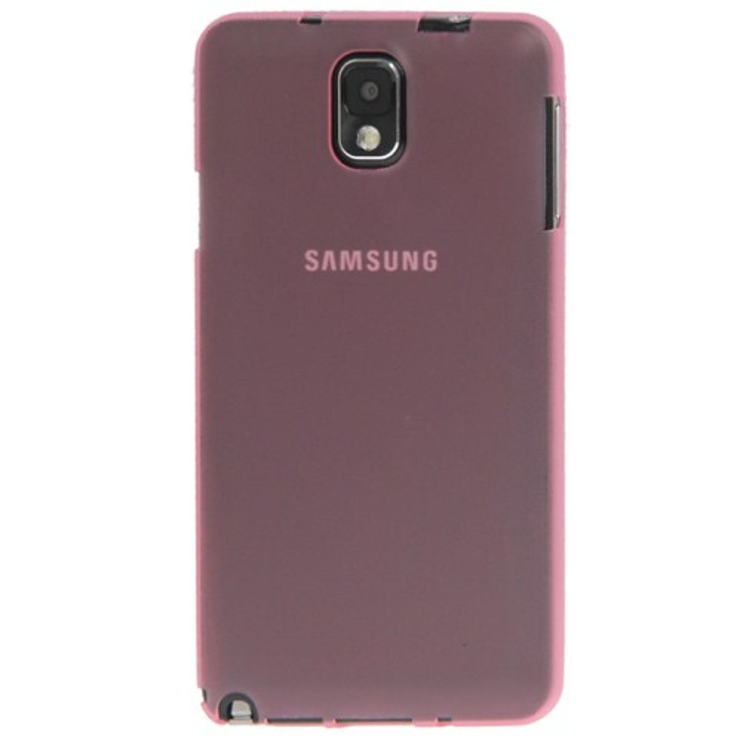 Lila Handyhülle mit dem Samsung-Logo. Weißer Hintergrund.