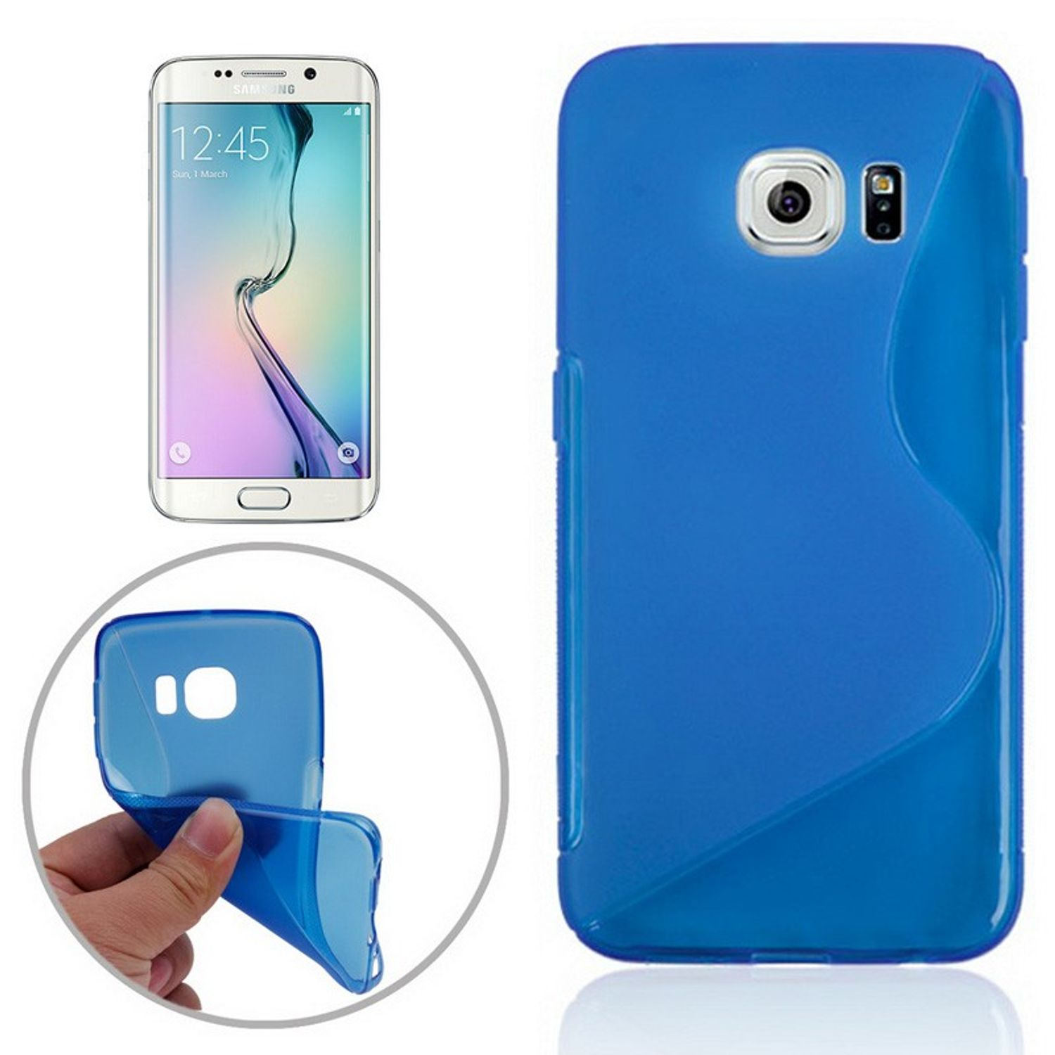 Galaxy Backcover, DESIGN Samsung, KÖNIG S6 Schutzhülle, Blau Edge,