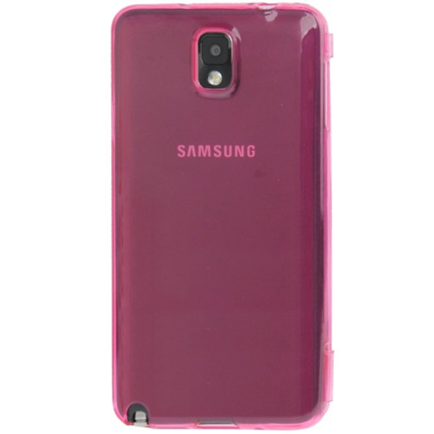 Rosa Handyhülle mit Kamera und Samsung Logo. Einfarbige Ausführung.