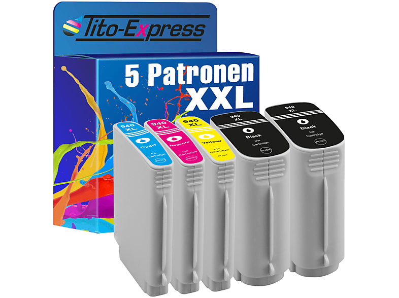 TITO-EXPRESS PLATINUMSERIE 5er Set ersetzt HP 940XL Tintenpatronen Black, Cyan, Yellow, Magenta (C4906AE)