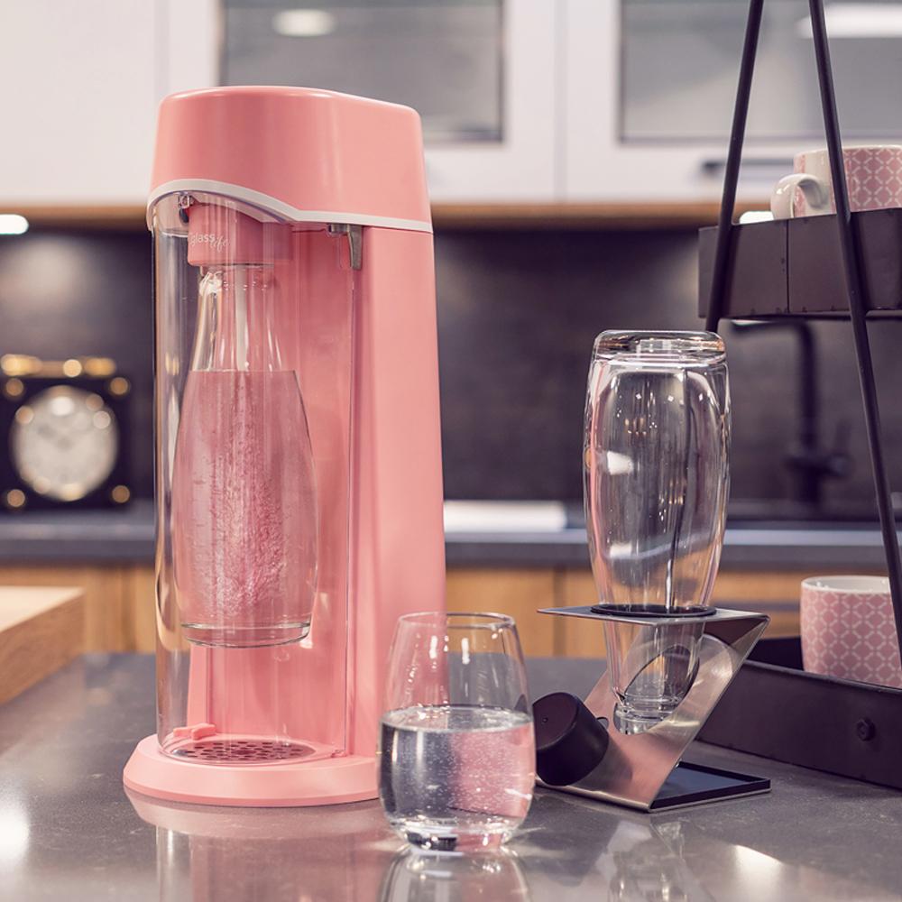 ZOOMYO für mit Glasflasche im Wassersprudler geeignet Karaffe-Design, rosa eleganten CO2-Flaschen große Wassersprudler