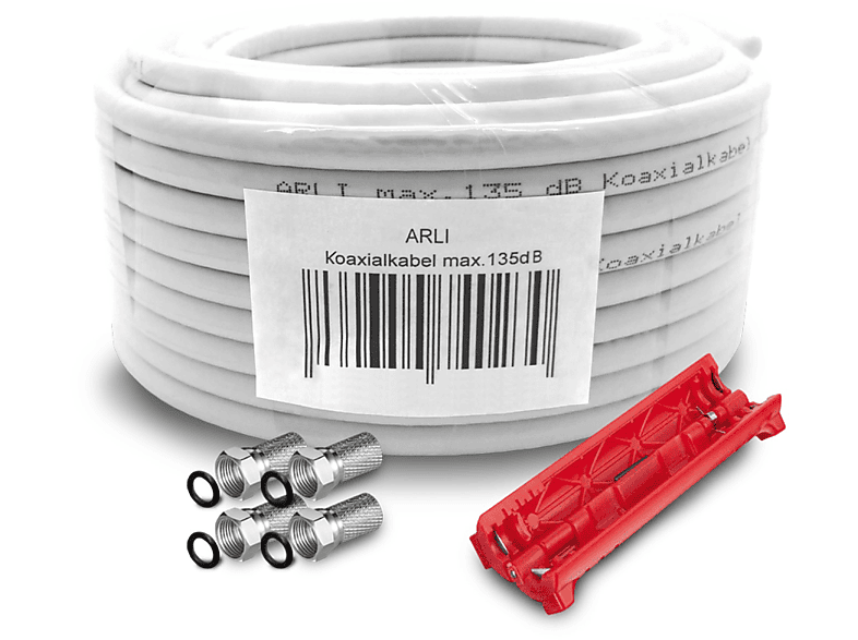 F-Stecker Abisoliermesser ARLI 4x Kabel 15m + Antennen Koaxialkabel + Sat